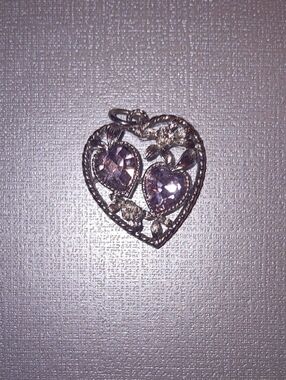 Sarah Coventry Silver-Tone Heart Pendant with Light Pink Crystal Hearts